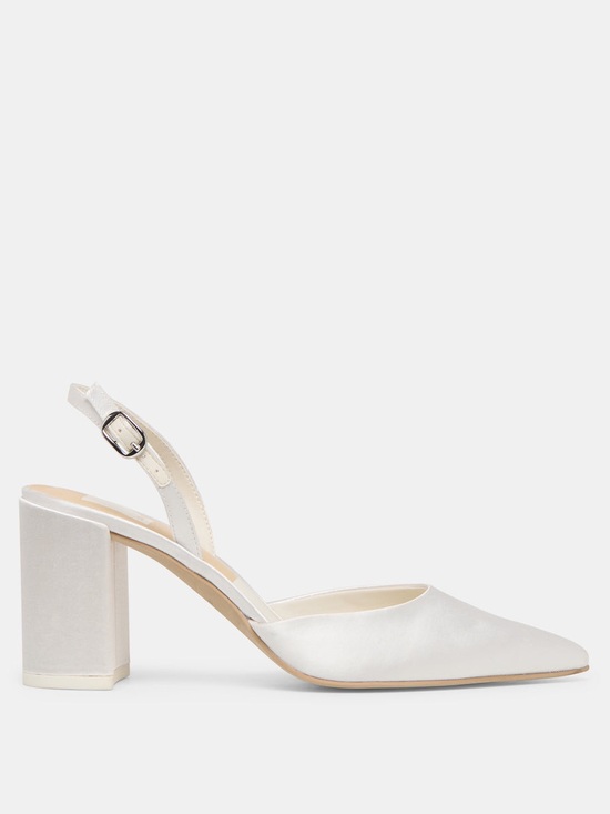 Dolce Vita Shoes - Dolce Vita Carel True White Satin Slingback High Heels, Size 7